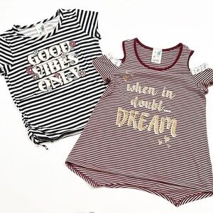 Lily Bleu girls striped graphic print tops